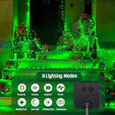 JMEXSUSS 2 Pack Green Solar Halloween Lights Each 66ft 200 LED Green Solar Lights Outdoor, 8 Modes Copper Wire Solar Fairy Lights for Garden Yard Patio Christmas Halloween Decorations