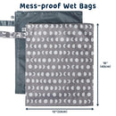 Tiny Twinkle Mess-Proof Waterproof Wet Dry Bag | 2-Pack Reusable Wet Bags for Swimsuits & Baby Clothes | Leakproof Wet Bag for Travel & Diaper Changes for Baby (Luna) by TinyTreasures Baby Boutique