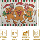 Gingerbread Man Christmas Placemats Set of 4 Candy Cane Xmas Seasonal Holiday Linen Table Mats Red Green Orange Winter Washable Place Mats for Party Kitchen Dining Outdoor Indoor Decor by CozyNest Decor