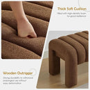 63" Bedroom Bench, Upholstered Entryway Bench, Modern End of Bed Ottoman with Solid Wood Legs and Adjustable Foot Pegs for Entryway, Dining Room and Living Room (Brown Boucle) by CozyNest Decor
