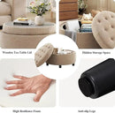 COLAMY Fabric Round Storage Ottoman with Reversible Tray Lid – Multi-Functional Footrest, Hidden Storage, Sturdy & Stylish Small Coffee Table for Living Room, Bedroom, or Entryway(Camel) by CozyNest Decor