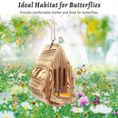 Wooden Butterfly House and Feeder, Hanging Butterfly House for Garden, Natural Butterfly Habitat with Butterfly Puddler for Outside Butterflies, Moths - Backdoor, Easy to Clean by GreenHaven Gardens