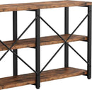 IRONCK Rustic Entryway Console Table, Long Hallway Table 55 in 3-Tier, TV Stand Entertainment Center Media Stand for Living Room, Industrial Style, Vintage Brown by CozyNest Decor
