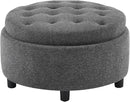 COLAMY Fabric Round Storage Ottoman with Reversible Tray Lid – Multi-Functional Footrest, Hidden Storage, Sturdy & Stylish Small Coffee Table for Living Room, Bedroom, or Entryway(Dark Grey) by CozyNest Decor
