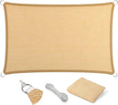 Eden's Decor Straight Flat-Edged Sun Shade Sail Rectangular 13' x 22' Beige UV-Blocking Outdoor Canopy Fabric Cloth Awning for Pergola Patio Garden Backyard Custom Size by GreenHaven Gardens