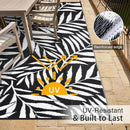 OLANLY Waterproof Outdoor Rug 9x12 ft, Reversible Outdoor Plastic Straw Rug with Leaf Pattern, RV Mat, Indoor Outdoor Carpet for Patio, Camping, Balcony, Deck, Backyard, Black & White by CozyNest Decor