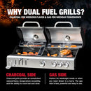 3 Burner Propane Gas and Charcoal Grill Combo with Side Burner & Porcelain-Enameled Cast Iron Grates, 37,000 BTUs 685 SQIN Dual Fuel Outdoor BBQ Grill for Patio Garden Picnic Backyard Barbecue Cooking by GreenHaven Gardens