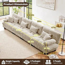 Modular Sectional Sofa Cloud Couch 4-Seater Deep Seat Sofa Couch, Oversized Couch Bed Sectional Couch with Round Bolster Armrests 6 Pillows, Modern Sofa Chair Comfy Couch by CozyNest Decor