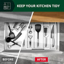ROYAL CRAFT WOOD Luxury Bamboo Kitchen Drawer Organizer - Silverware Organizer - Utensil Holder and Cutlery Tray with Grooved Drawer Dividers for Flatware and Kitchen Utensils (5 Slot, White) by CozyNest Decor