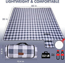 HX&OD Outdoor Picnic Blanket, Extra Large, 80''x60'' Waterproof Foldable Blankets Gingham Picnic Mat for Beach, Camping Grass Lawn Park Accessories Cute Couple Ideas Wedding (Gray, 80”x60”) by TinyTreasures Baby Boutique