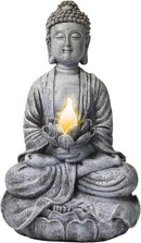VP Home Buddha Statue for Home and Outdoor Decor, Solar Powered Flickering LED Garden Light, Zen Meditation, Spiritual Room Decor (Zen Buddha) by GreenHaven Gardens