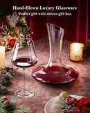 JBHO Full Bottle Wine Decanter with 2pcs Red Wine Glasses and Cleaning Beads, 21 oz Burgundy Wine Glasses, 56 oz Wine Carafe Aerator and Glasses Set, Wine Decanter and Glass Set by CozyNest Decor