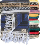 Del Mex Classic Mexican Blanket, Large Authentic Woven Falsa Throw (70"x50"), Artisan Southwest Décor for Beach, Yoga, Outdoors (Blue) by CozyNest Decor