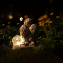 Angel Decor Praying Cherubs Statue, Garden Decor with Solar Crackle Glass Globe for Lawn Patio Decorations by GreenHaven Gardens