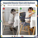 Booster Seat for Kitchen Chair with Backrest & 4 Adjustable Straps, Portable TPU Waterproof & Anti-Scratch Toddler Booster Seat for Dining Table, Non-Slip & Removable Booster SEat for Table by TinyTreasures Baby Boutique