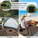 MontVoo Outdoor Rug-Waterproof Patio Rug Mat 5x8 Outdoor Carpet Mat Reversible Plastic Straw Outside Outdoor Rug for RV Camping Picnic Balcony Backyard Pool Deck Porch Modern Boho Black Brown by GreenHaven Gardens