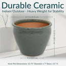 Sunnydaze Chalet Large Ceramic Plant Pot - Round Outdoor Glazed Ceramic Planter Pot with Drainage - Gray - 14.5" by CozyNest Decor