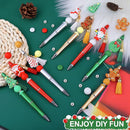 CZWZ 8 Pcs Christmas Beadable Pens, Plastic Beadable Pens with Multicolor Silicone Beads, Christmas Snowman Pine Tree Floral Hoop Deer Pens for Christmas Gifts Office School Supplies by TinyTreasures Baby Boutique