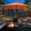 Sunnyglade 9' Solar LED Lighted Patio Umbrella with 8 Ribs/Tilt Adjustment and Crank Lift System (Orange) by GreenHaven Gardens