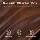 HIGOGOGO Round Stuffed Pouf Ottoman, Pu Leather Poufs with Foam Chunk Filling, Furry and Fluffy Pouf Foot Stool Storage Ottoman, 26 X 18 Floor Poufs Foot Rest for Living Room,Dark Brown by CozyNest Decor