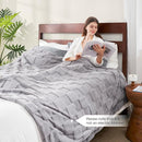 Cozy Bliss Checkered White Faux Rabbit Fur Throw Blanket, Soft Fuzzy Fluffy Minky Cream Furry Blankets for Couch, Bed (Grey, Queen(90" x 90")) by CozyNest Decor