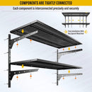 2-Pack×2 Tier 1.3x3ft Garage Shelving Wall Mounted, 800 lbs Load Capacity，15.6x36inch per Shelf Height Cassette Adjustable Floating Shelves（Total 4pcs）(Black) by GreenHaven Gardens