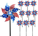 Hausse 10 Pack Reflective Pinwheels Patriotic Decorations, American Flag on Stick Wind Spinner with Stake for Independence Day, Memorial Day July of 4th Party Supplies, Scare Birds Repellent Devices by CozyNest Decor