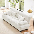 Loveseat Modular Sectional Sofa, Cloud Couch 2 Seater Sectional Couch Home Sofa Living Room Oversized Couch, Modern Deep Seat Couch with Chaise with Round Bolster Armrests 4 Pillows(White) by CozyNest Decor