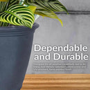 Sunnydaze 24-Inch Anjelica Large Plastic Pot for Plants - Outdoor Polyresin Round Planter with Drillable Drainage Holes - Slate - 2pk by CozyNest Decor