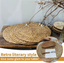 Defined Deco Woven Placemats Set of 4,13" Round Rattan Placemats,Natural Hand-Woven Water Hyacinth Placemats,Farmhouse Weave Place Mats,Rustic Braided Wicker Table Mats for Dining Table,Home,Wedding. by CozyNest Decor
