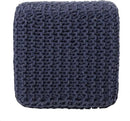 REDEARTH Square Hand Knitted Pouf - Foot Stool Ottoman Coffee Table - Cotton Cord Boho Pouffe - Poof Accent Footrest for Living Room - Bedroom - Library (16" x 16" x 16") - Navy Blue by CozyNest Decor