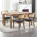Rattan Dining Chairs Set of 2 Upholstered Linen Kitchen & Dining Room Chair with Curved Backrest Farmhouse Kitchen Chair Solid Wood Armless Side Chair for Dining Room/Restaurant, Black by CozyNest Decor
