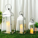 TRIROCKS Set of 3 Stainless Steel Candle Lanterns 20.5''&16''&12''H Decorative Candle Holders with Tempered Glass for Indoor Outdoor Porch Parities and Wedding(Silver) by CozyNest Decor