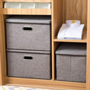 PRANDOM Large Collapsible Storage Containers with Lids [5-Pack] Linen Fabric Foldable Storage Bins Boxes Organizer Baskets Cube with Cover for Home Bedroom Closet Office Nursery (17.7x11.8x11.8) by CozyNest Decor