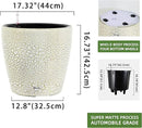 Dexceder 18x17 Self Watering Planter with Wheels Indoor Outdoor, Inner Pot Design, Thickened Large Floor Standing Flower Plant Pot with Water Level Indicator (White Gold Crackle) by GreenHaven Gardens