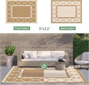 GENIMO 9' x 12' Outdoor Rug for Patio Clearance, Waterproof Indoor Outdoor Plastic Straw Rugs Carpet, Reversible Outside Area Rv Mat for Camping, Balcony Porch, Deck, Picnic, Beach (Brown & Beige) by CozyNest Decor