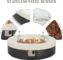 COSIEST 42" Outdoor Propane Fire Pit Table w Tank Cover & Wind Guard, Round Gas Fire Pit Table with Concrete & Wood Grain Design, 50000BTU CSA Certified Fire Tables for Patio, Backyard, Garden by GreenHaven Gardens