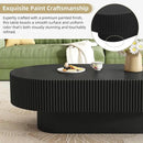 43.3" Oval Fluted Coffee Table Modern Elegant Drum End Table, Minimalist Center Table 7.8" Thick Tabletop with Sturdy Base for Living Room, Bedroom, Apartment,Easy Assembly, Black by CozyNest Decor