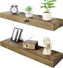 Floating Shelves 3 inch Thick for Wall Set of 2,Solid Pine Wood Wall Mount Shelf for Kitchen Living Room Bedroom Bathroom,8" D x 36" L x 3" H-Black Walnut by CozyNest Decor