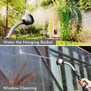 RESTMO Watering Wand Heavy Duty, Metal Garden Hose Wand with Thumb Flow Control, 15-Inch Long Hose Nozzle Sprayer with 10 Spray Patterns, Ideal to Water Hanging Baskets and Shrubs, Silver by GreenHaven Gardens
