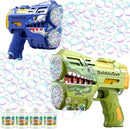 2 Pack Bubble Guns with 4 Bottles Refill Solution, LED Light Up Rechargeable Bubbles Machine Blower for Kids Toddlers 4-8, Outdoor Toys Gifts, Wedding Easter Party by TinyTreasures Baby Boutique