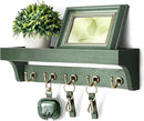 Rebee Vision Farmhouse Pine Wood Key Holder Wall Mount with Shelf for Home Improvement - Rustic Wall Mail Holder for Farmhouse Room Decor - Perfect Mail Organizer for Home (Green) by CozyNest Decor