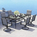 Grand patio Outdoor Swivel Dining Chairs 6-Piece Patio Dining Chair Set Mesh Sling Patio High Back Swivel Rockers, Black & Grey Plaid by GreenHaven Gardens