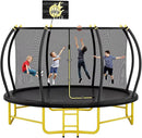 14FT Pumpkin Trampoline with Basketball Hoop, Balance Bar and Enclosure Net, Outdoor Trampoline for Kids and Adults, Capacity 880 lbs by TinyTreasures Baby Boutique