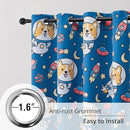 Kids Blackout Curtains - Space Dog Design, 100% Blackout, 2 Panels, Each W52×63, Thermal Insulated, Noise Reducing & Energy Efficient for Kids Bedroom, Turn your child’s room into a fun adventure by TinyTreasures Baby Boutique