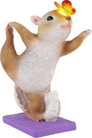 Solar Light Garden Statue Squirrel Figurine, Resin Squirrel Doing Yoga with Lighted Butterfly, Waterproof Spring Outdoor Ornaments for Garden, Front Door, Patio Decor & Gifts for Mother's Day by CozyNest Decor