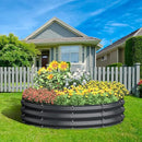 Round 4x4x1 FT Galvanized Raised Garden Bed Kit, Large Metal Planter Box for Outdoor Gardening, Garden Bed for Vegetables Flower Herb(Midnight Gray) by GreenHaven Gardens