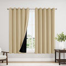 ChrisDowa 100% Blackout Curtains 63 inch Long for Bedroom with Black Liner, Extra Wide 2 Thick Layers Total Blackout Thermal Insulated Grommet Window Curtains 2 Panels Set (Beige, 60 x 63 Inch) by TinyTreasures Baby Boutique