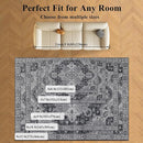 9x12 Area Rug Living Room Rugs, Stain Resistant Washable Rug, Vintage Large Non-Slip Backing, Low Pile Lightweight Print Rug for Bedroom Dinning Room Home Office (Medium Gray) by TinyTreasures Baby Boutique