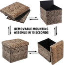 ALASDO Ottoman Storage Ottoman Footrest Stool Small Ottoman with Storage Foldable Ottoman Foot Rest Footstool Bench for Living Room 17x13x13inches Leopard Print by CozyNest Decor